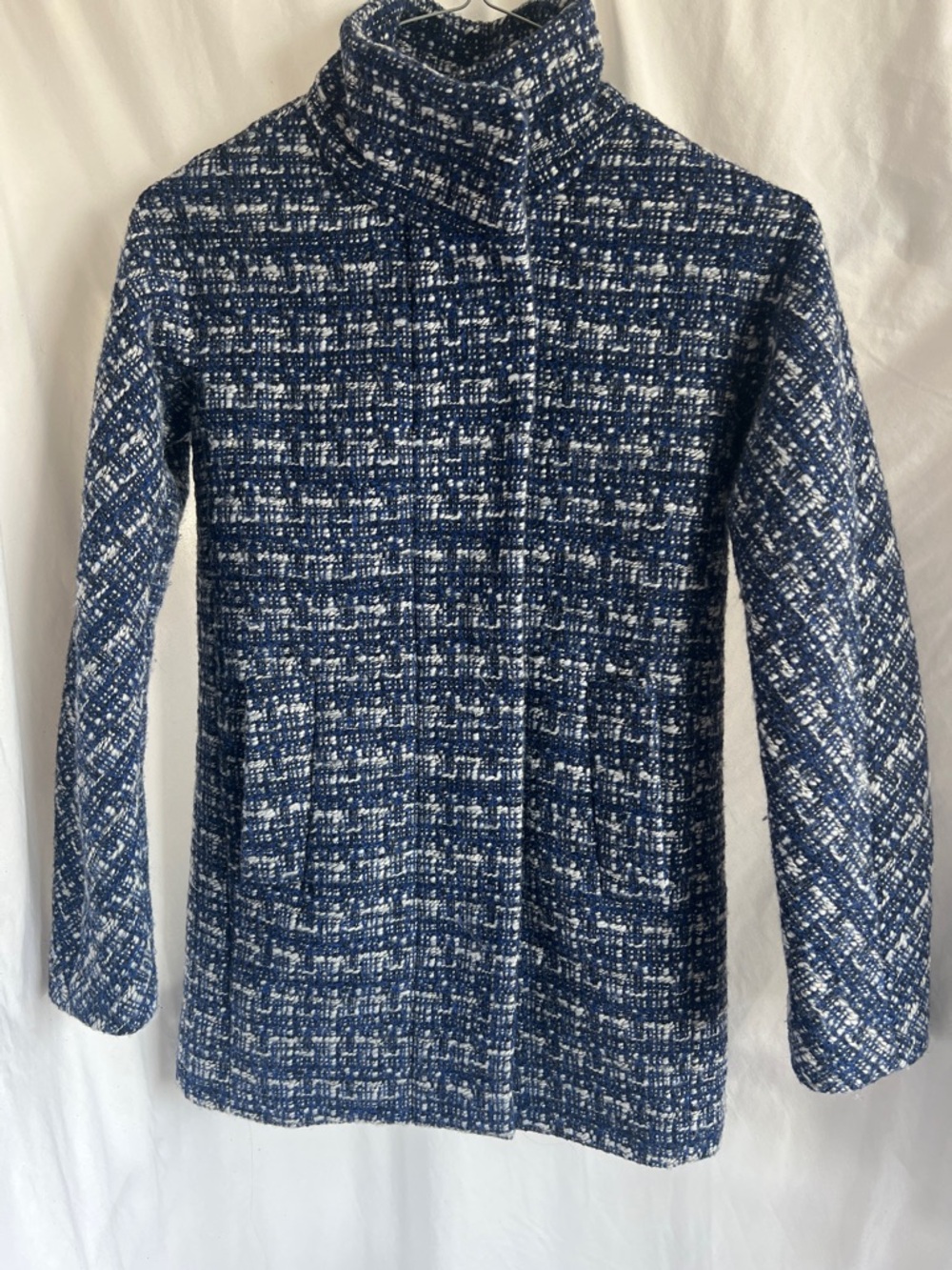 J. Crew Women’s Navy & White Tweed Coat